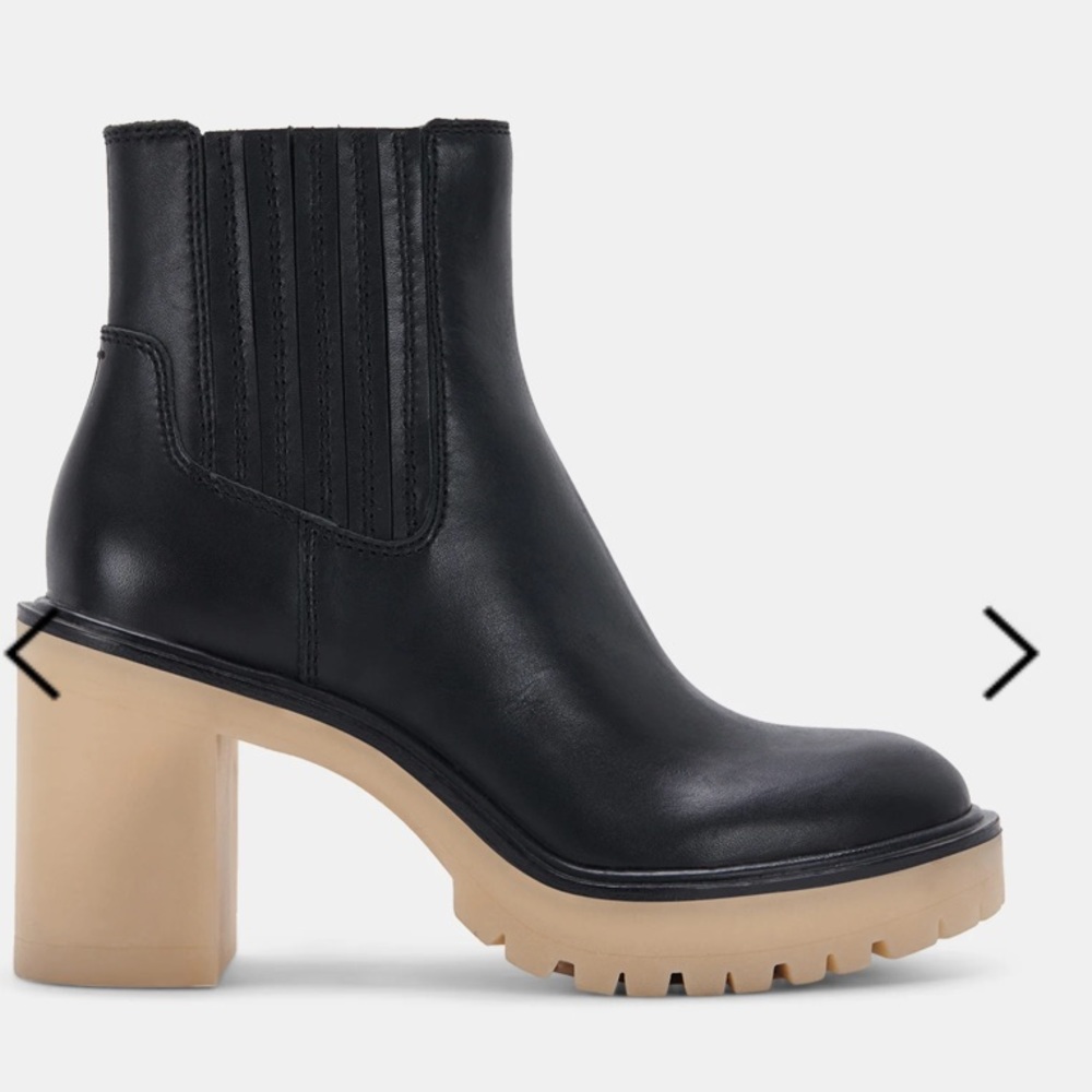 Dolce Vita Black Ankle Boots with Tan Sole NWOT